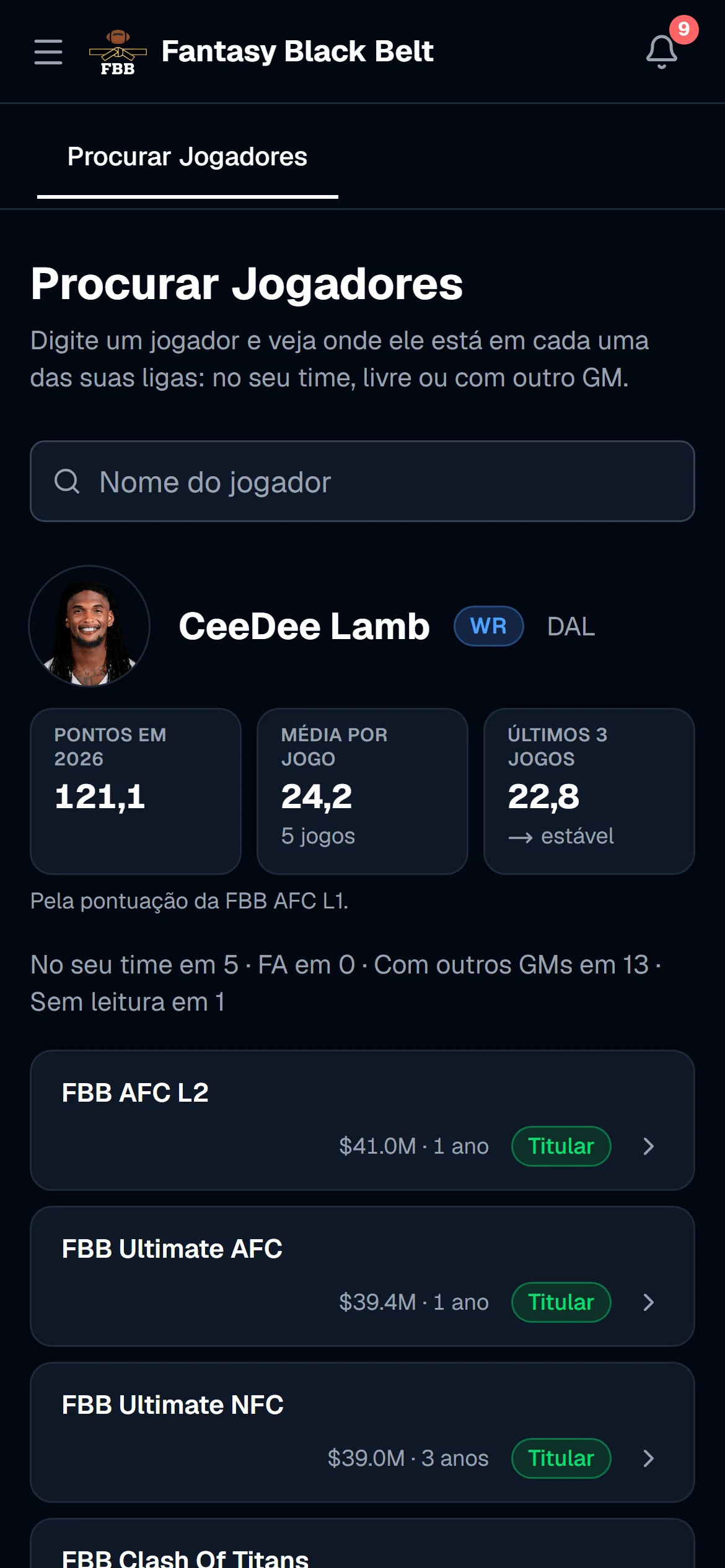 Procurar Jogadores no celular